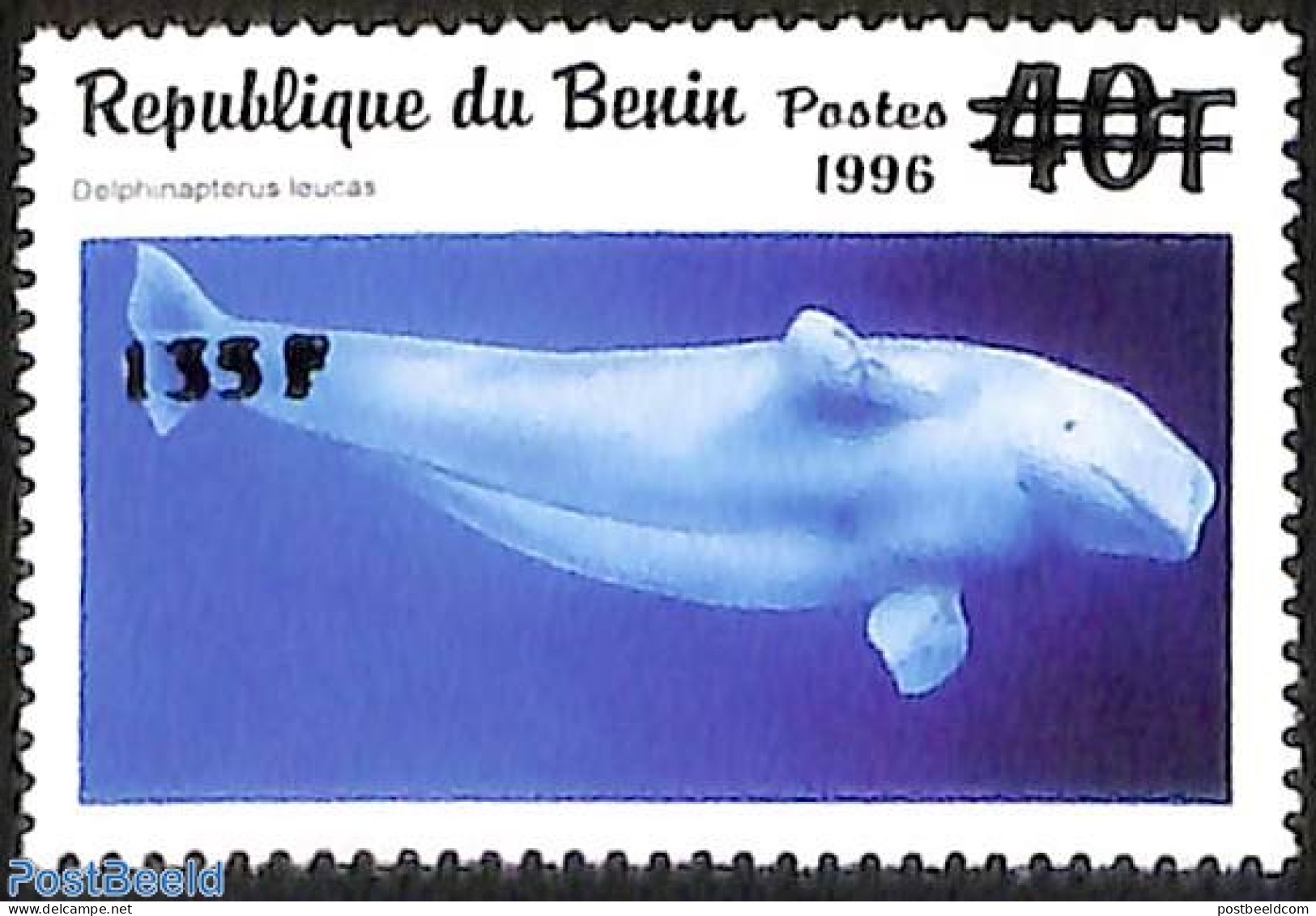 Benin 2000 Delphinapterus Leucas, Overprint, Mint NH, Nature - Sea Mammals - Ongebruikt