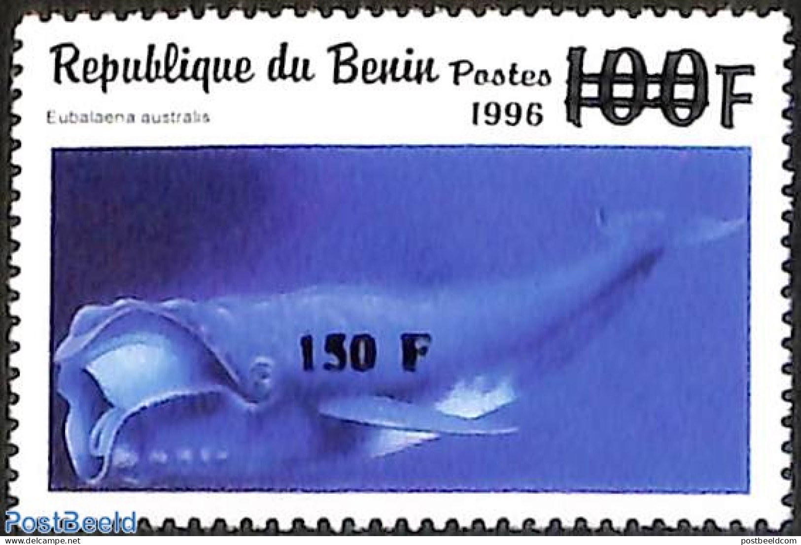 Benin 2000 Eubaleana Australis, Whale, Overprint, Mint NH, Nature - Sea Mammals - Ungebraucht