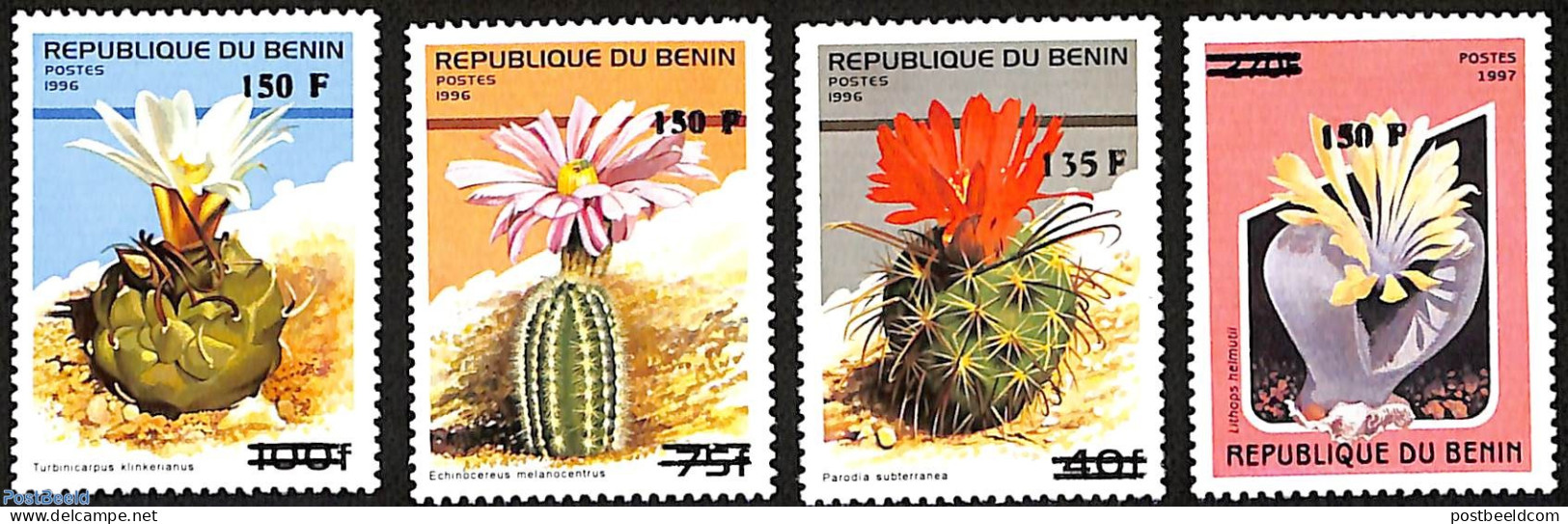 Benin 2000 Set Of 4 Stamps, Flowers, Overprint, Mint NH, Nature - Flowers & Plants - Unused Stamps