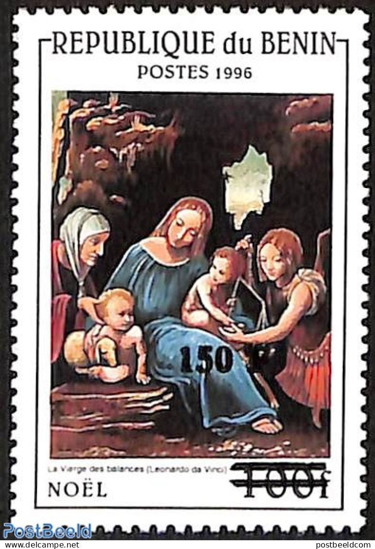 Benin 2000 The Virgin Of The Scales, Leonard Da Vinci, Overprint, Mint NH, Art - Leonardo Da Vinci - Paintings - Unused Stamps