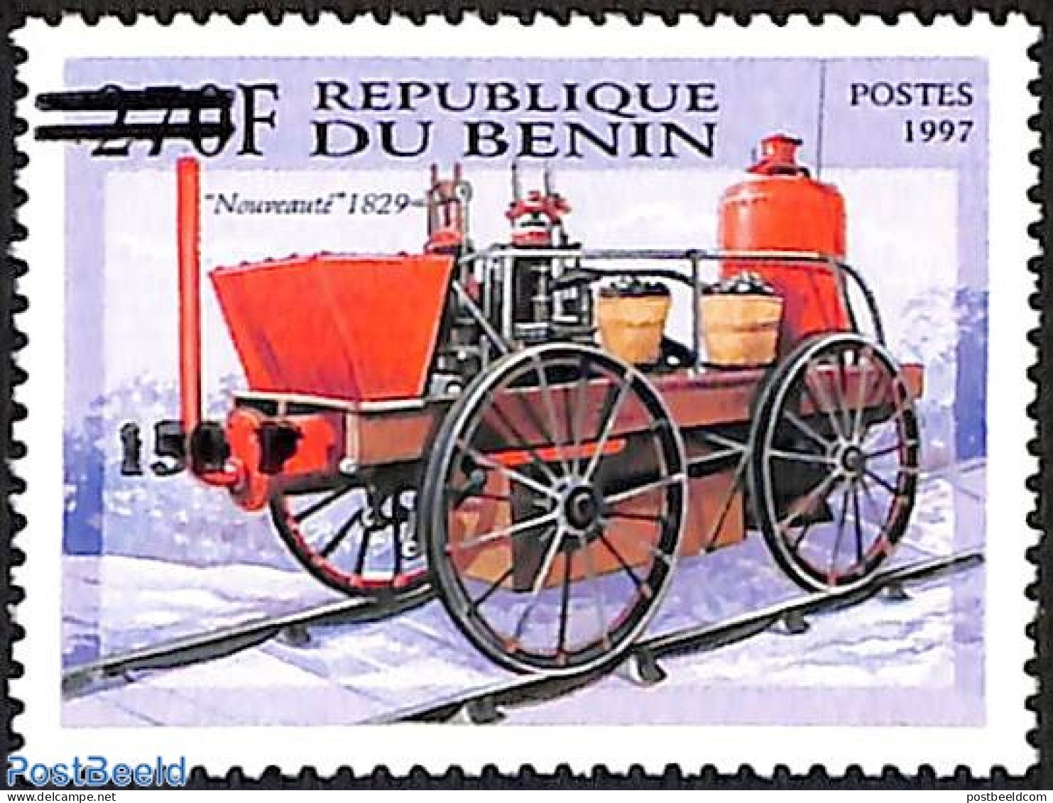 Benin 2000 Fire Engine, Train, Railways, Overprint, Mint NH, Transport - Fire Fighters & Prevention - Railways - Ungebraucht