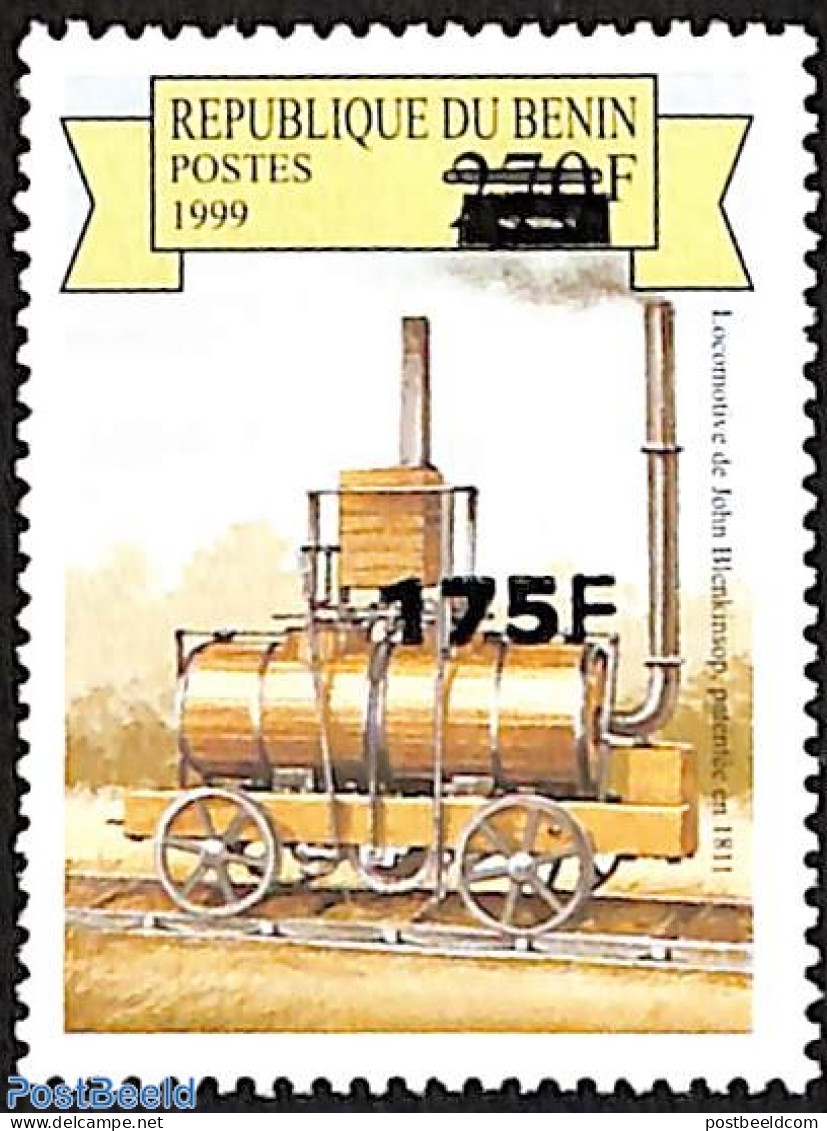 Benin 2005 Railways, Train Locomotive, Overprint, Mint NH, Transport - Railways - Ongebruikt