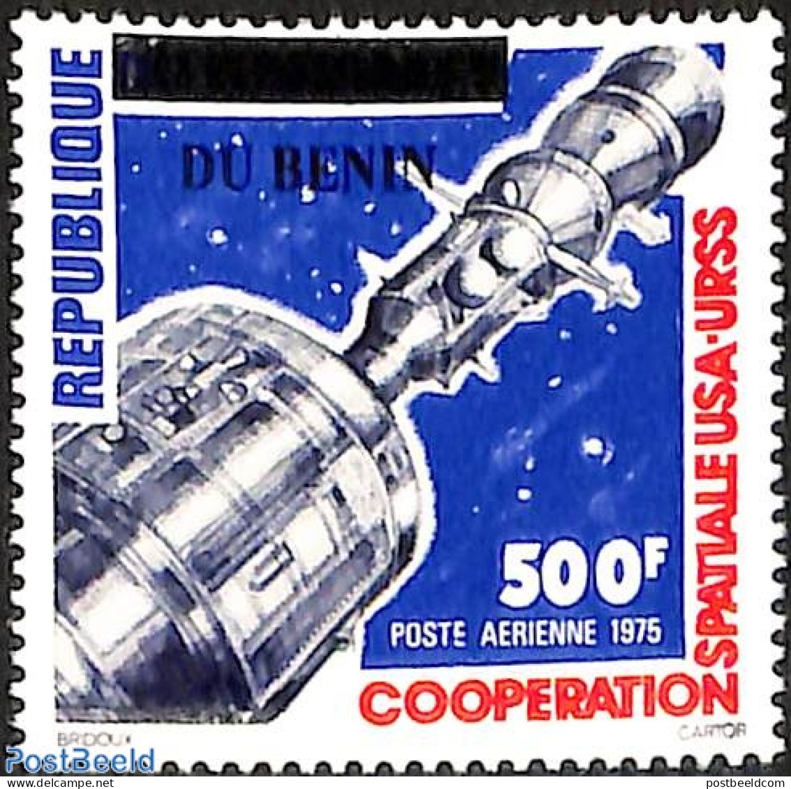 Barbuda 2007 Cooperation USA USSR Space Exploration, Set Of 2 Stamps, Overprint, Mint NH, Transport - Various - Space .. - Erreurs Sur Timbres