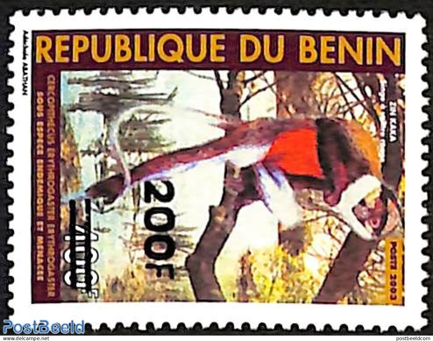 Benin 2007 Monkey, Overprint, Mint NH, Nature - Various - Monkeys - Trees & Forests - Errors, Misprints, Plate Flaws - Unused Stamps