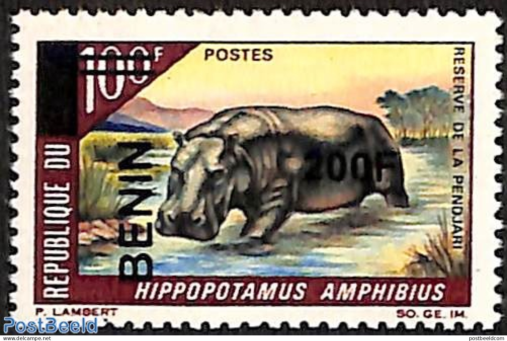 Benin 2008 Hippopotamus Amphibius, Overprint, Mint NH, Nature - Animals (others & Mixed) - Hippopotamus - Water, Dams .. - Neufs