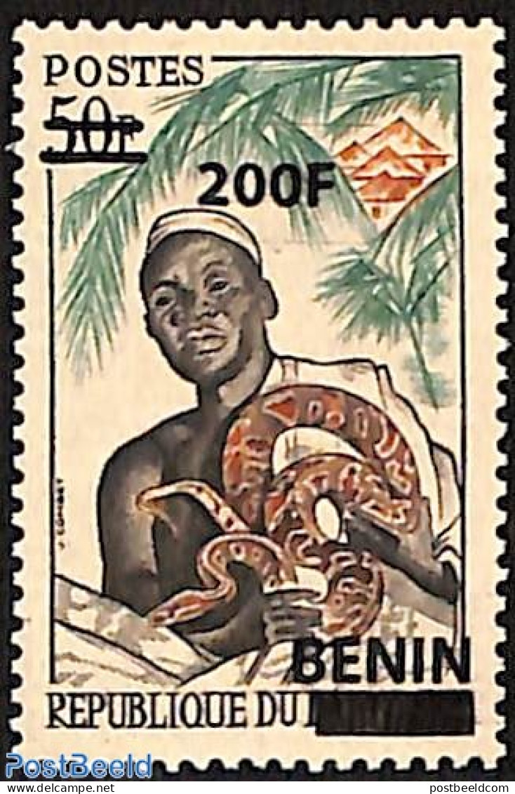 Benin 2008 Original Inhabitant With Snake, Overprint, Mint NH, History - Nature - Native People - Snakes - Trees & For.. - Ongebruikt