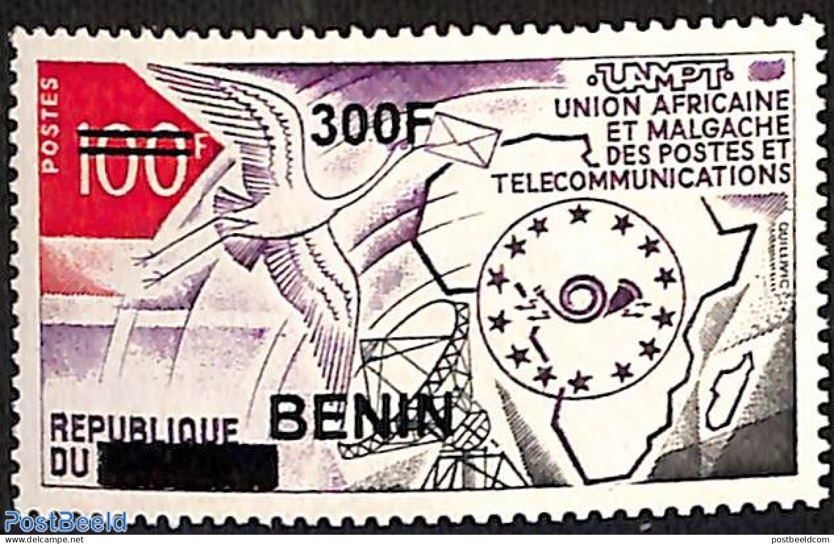 Benin 2008 African And Malagasy Union Of Posts And Telecommunications, Overprint, Mint NH, Nature - Science - Birds - .. - Ongebruikt