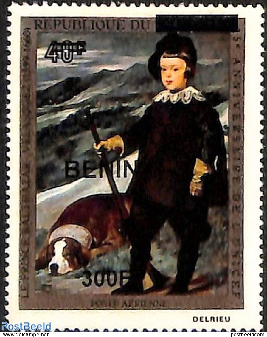 Benin 2008 Painting Of Prince Balthazar By Velasquez, Overprint, Mint NH, Nature - Dogs - Art - Paintings - Neufs