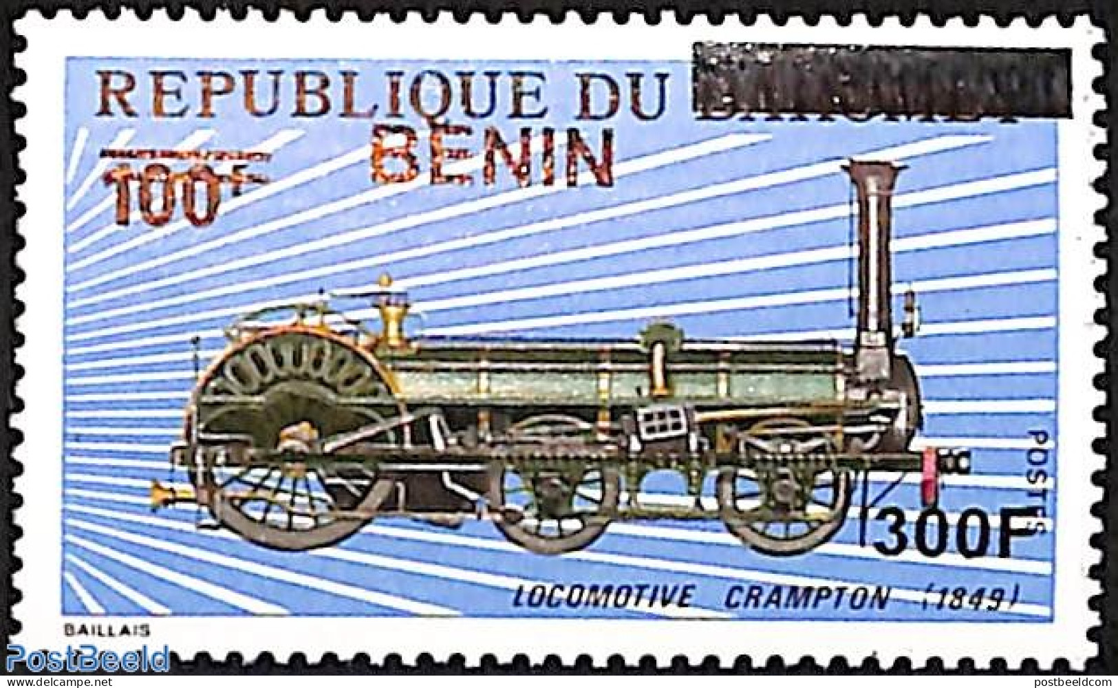 Benin 2008 Locomotive Crampton, Overprint, Mint NH, Transport - Railways - Unused Stamps