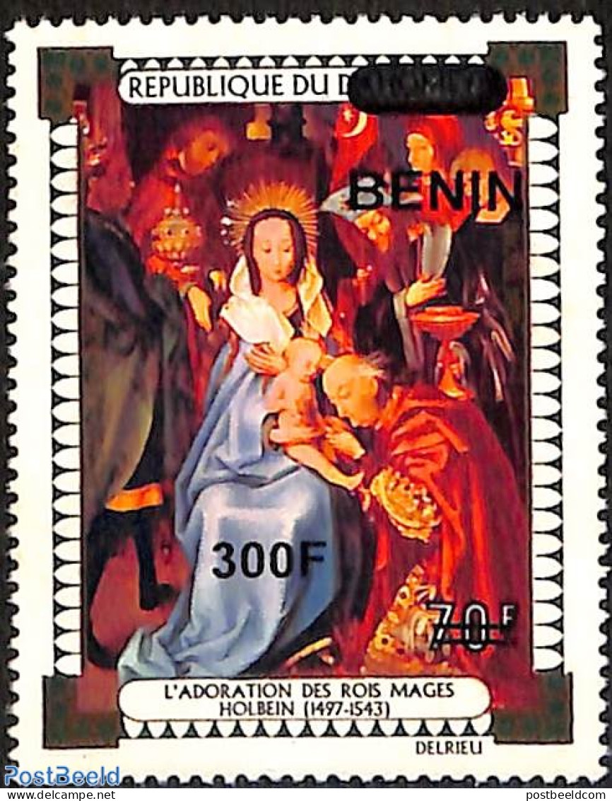 Benin 2008 The Adoration Of The Wise Men By Holbein, Overprint, Mint NH, Art - Paintings - Unused Stamps