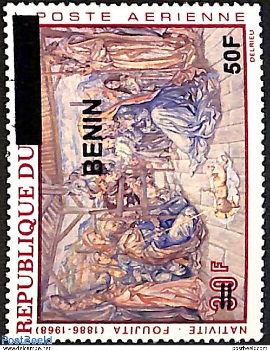 Benin 2009 Painting Nativity By Foujita, Overprint, Mint NH, Art - Paintings - Unused Stamps