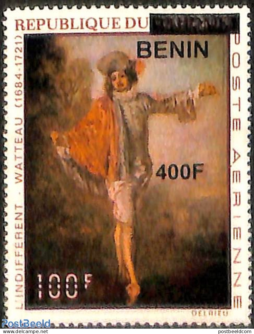 Benin 2009 The Indifferent By Watteau, Overprint, Mint NH, Art - Paintings - Nuovi