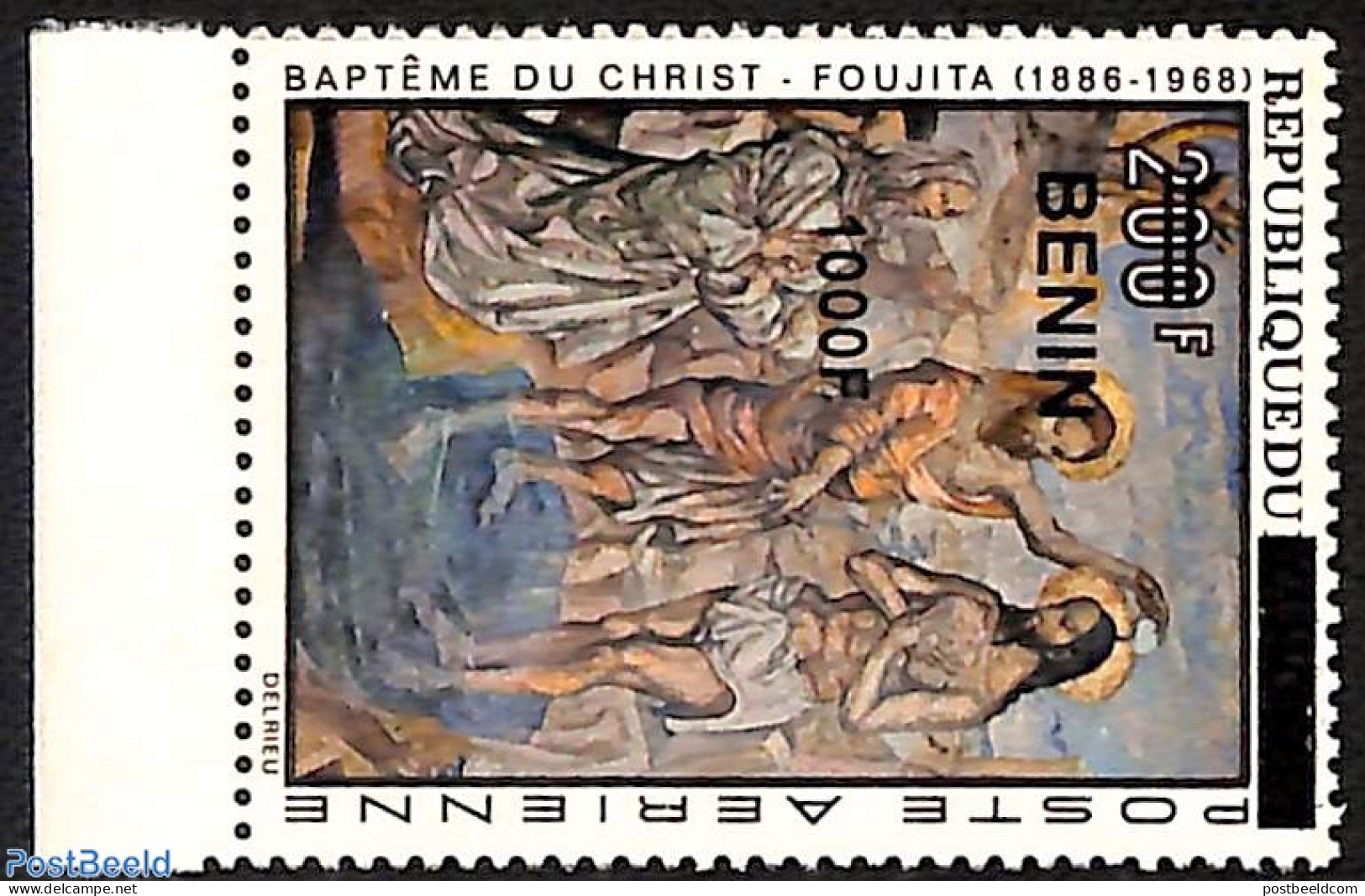 Benin 2009 Baptism Of Christ, Overprint, Mint NH, Nature - Water, Dams & Falls - Art - Paintings - Nuovi