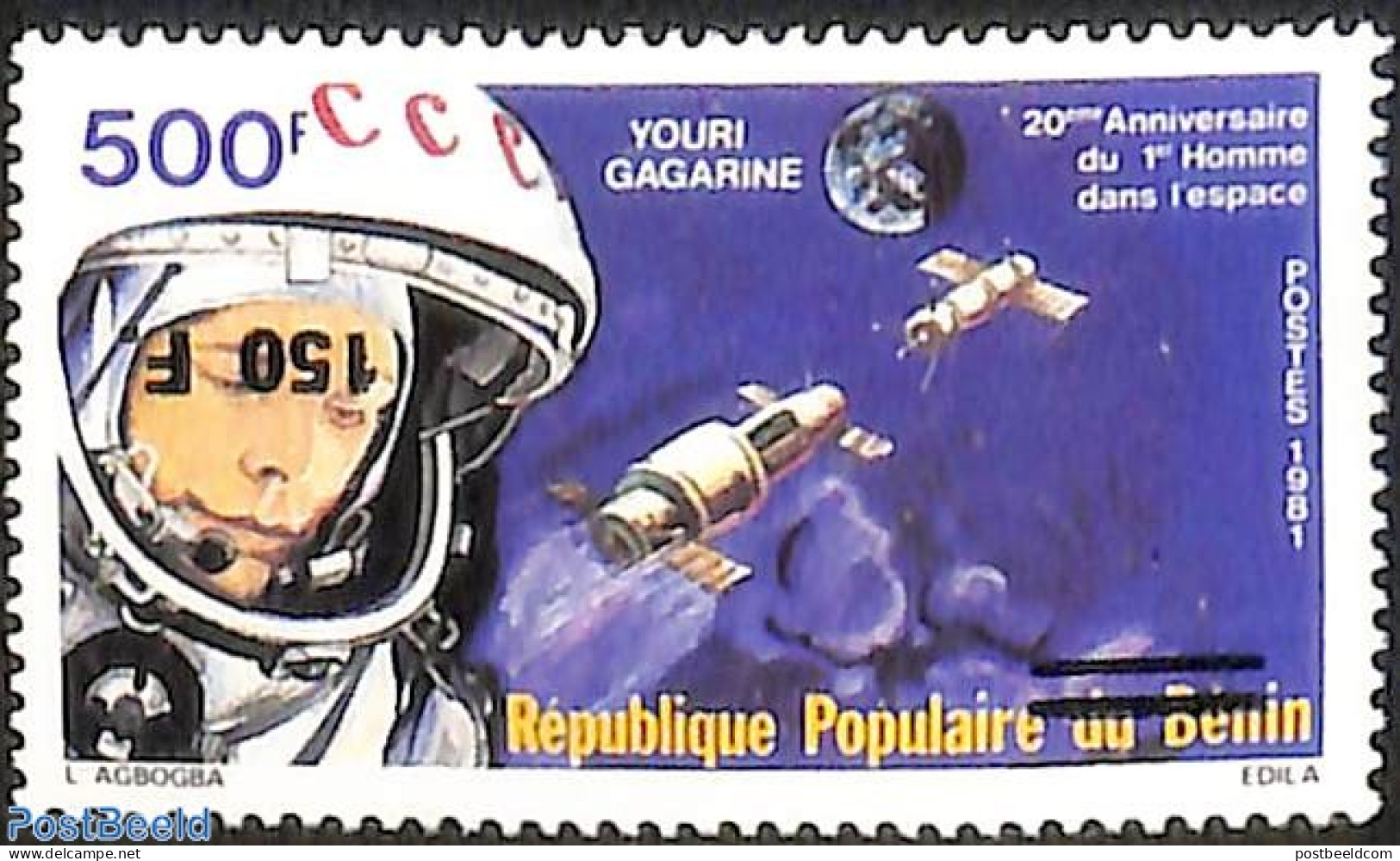 Benin 2007 Youri Gagarine, Men In Space, Inverted Overprint, Mint NH, Transport - Various - Space Exploration - Errors.. - Unused Stamps