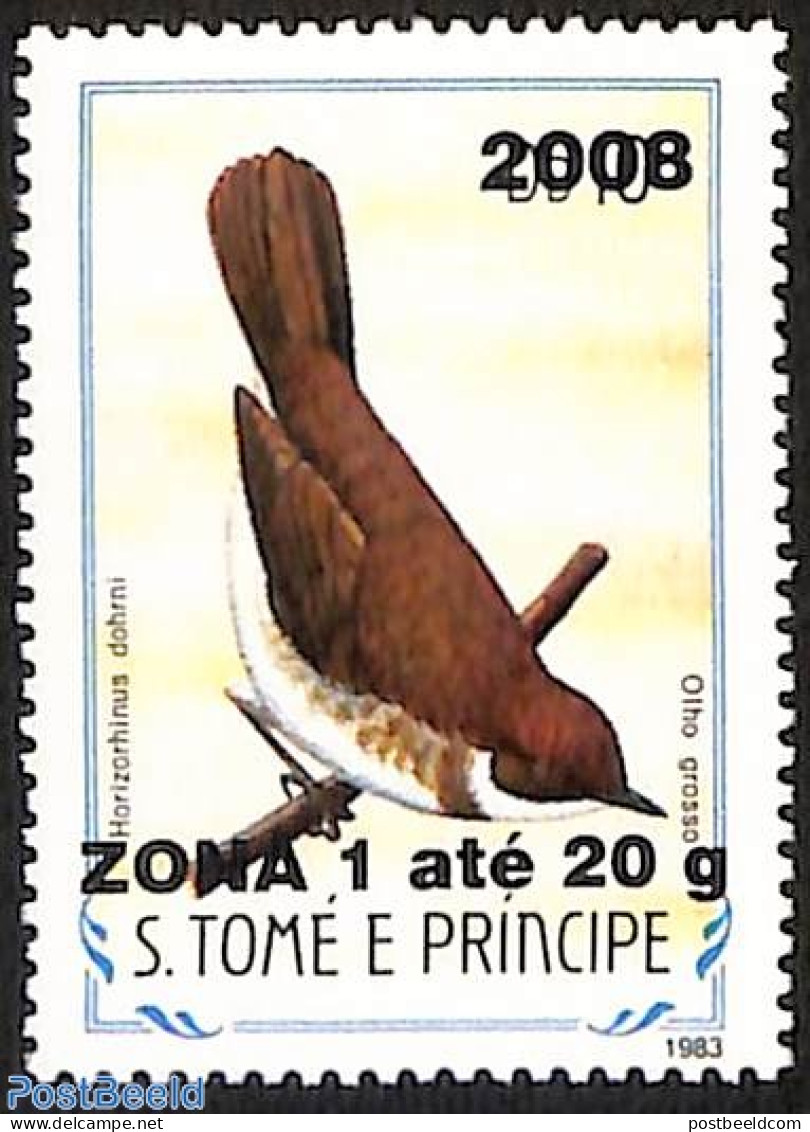 Sao Tome/Principe 2008 Horizorhinus Dohrni, Overprint, Mint NH, Nature - Birds - Sao Tome And Principe