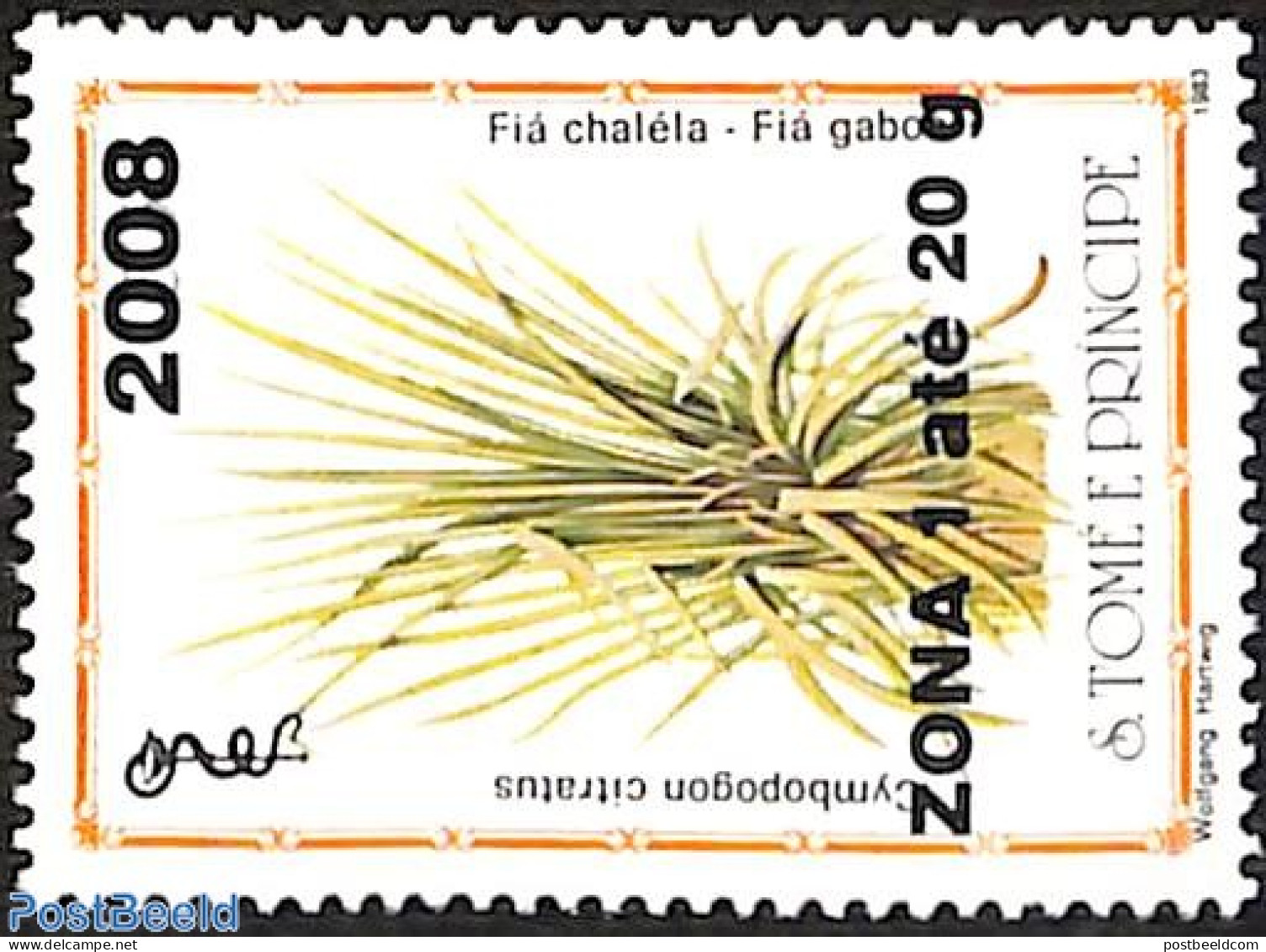 Sao Tome/Principe 2008 Cymbopogon Citratus, Overprint, Mint NH, Nature - Flowers & Plants - Sao Tome En Principe