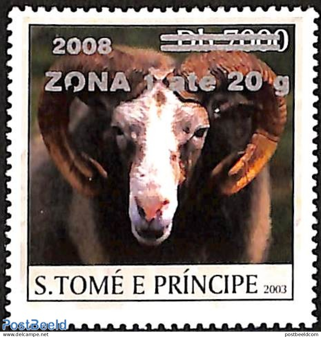 Sao Tome/Principe 2008 Goat, Overprint, Mint NH, Nature - Animals (others & Mixed) - São Tomé Und Príncipe
