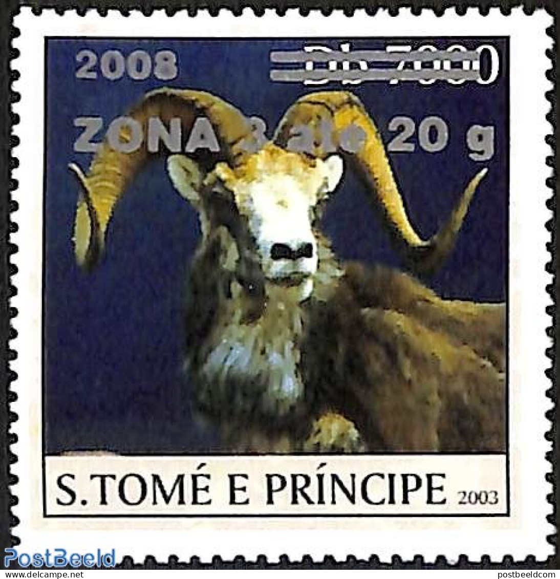 Sao Tome/Principe 2008 Goat, Overprint, Mint NH, Nature - Animals (others & Mixed) - São Tomé Und Príncipe