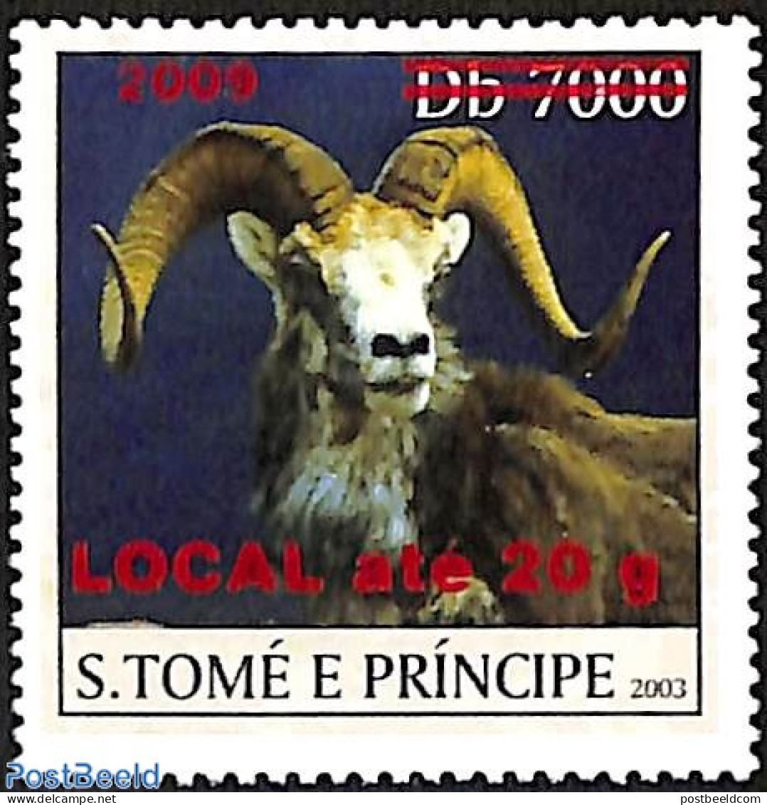 Sao Tome/Principe 2009 Goat, Overprint, Mint NH, Nature - Animals (others & Mixed) - Sao Tome En Principe