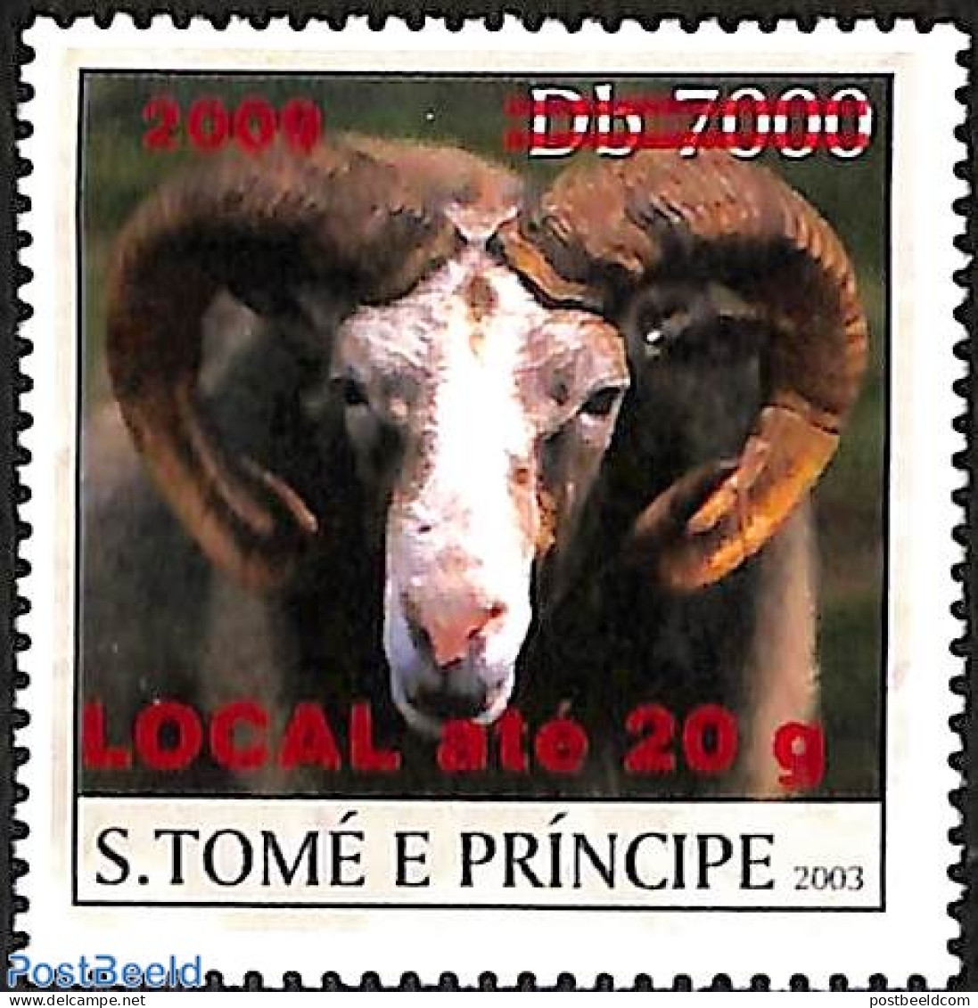 Sao Tome/Principe 2009 Goat, Overprint, Mint NH, Nature - Animals (others & Mixed) - Sao Tomé Y Príncipe