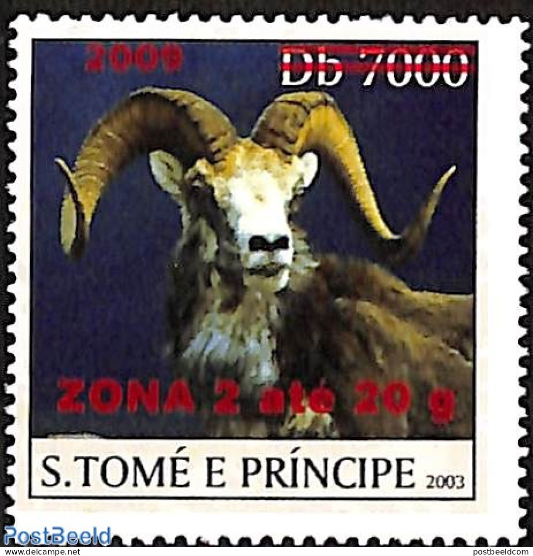 Sao Tome/Principe 2009 Goat, Overprint Zona 2, Mint NH, Nature - Animals (others & Mixed) - Sao Tome Et Principe