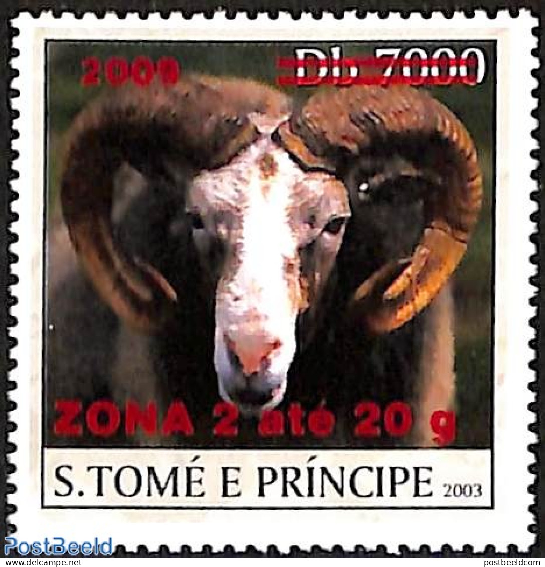 Sao Tome/Principe 2009 Goat, Overprint Zona 2, Mint NH, Nature - Animals (others & Mixed) - Sao Tome And Principe