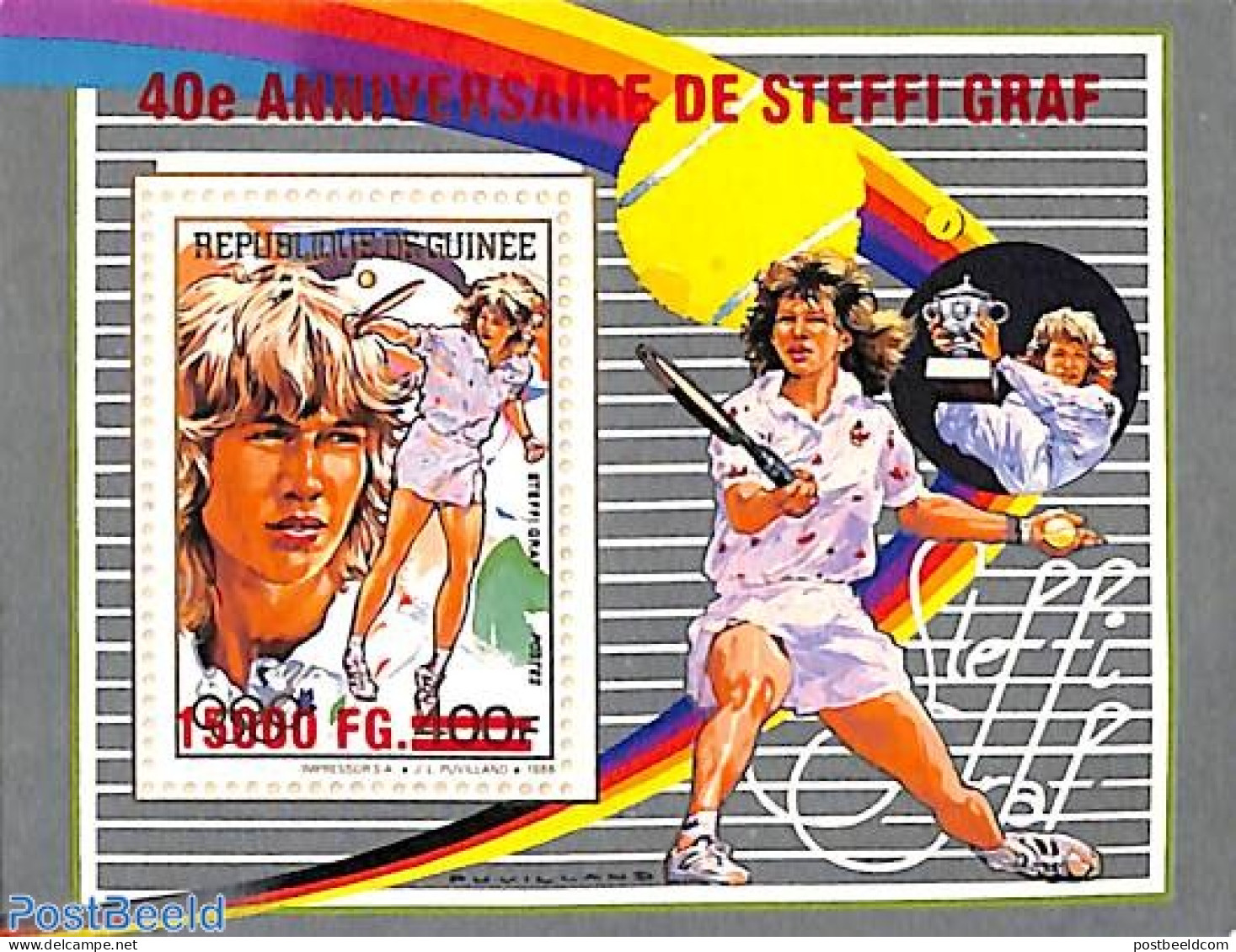 Guinea, Republic 2009 40th Anniversary Of Steffi Graf, Overprint, Mint NH, Sport - Tennis - Tennis