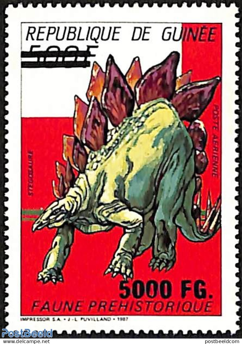Guinea, Republic 2009 Stegosaurus, Overprint, Mint NH, Nature - Prehistoric Animals - Préhistoriques