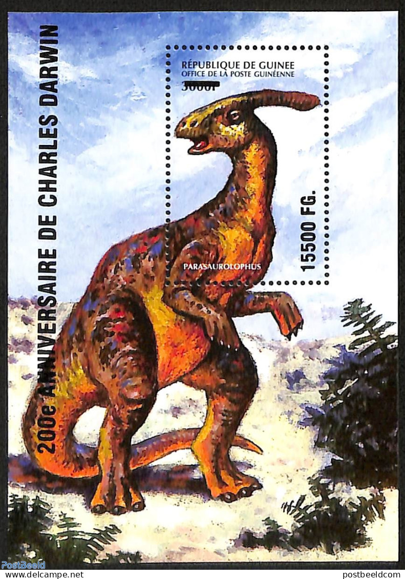 Guinea, Republic 2009 Charles Darwin, Prehistoric Animals, Overprint, Mint NH, Nature - Prehistoric Animals - Préhistoriques