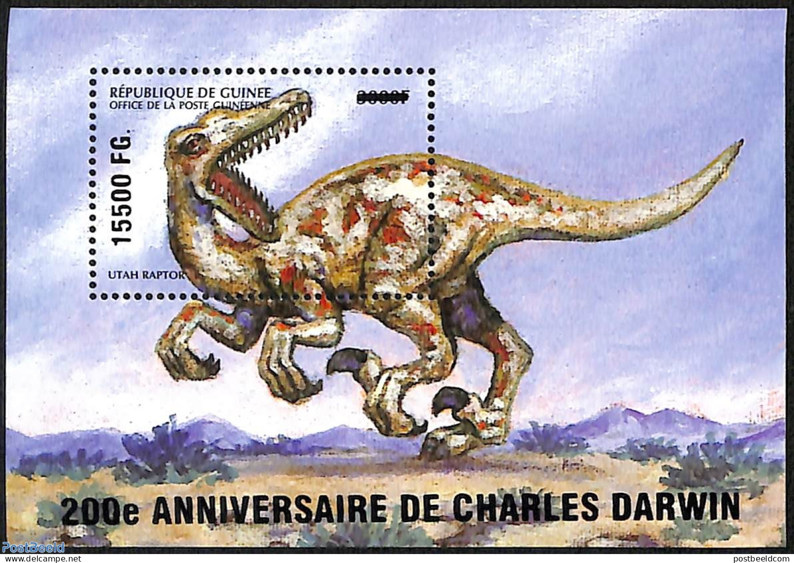 Guinea, Republic 2009 Charles Darwin, Prehistoric Animals, Overprint, Mint NH, Nature - Prehistoric Animals - Préhistoriques