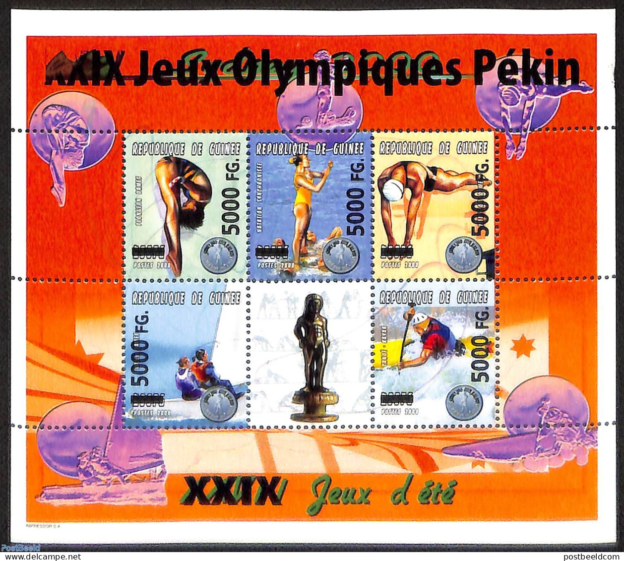 Guinea, Republic 2008 Olympic Games, Overprint, Mint NH, Sport - Olympic Games - Swimming - Natation