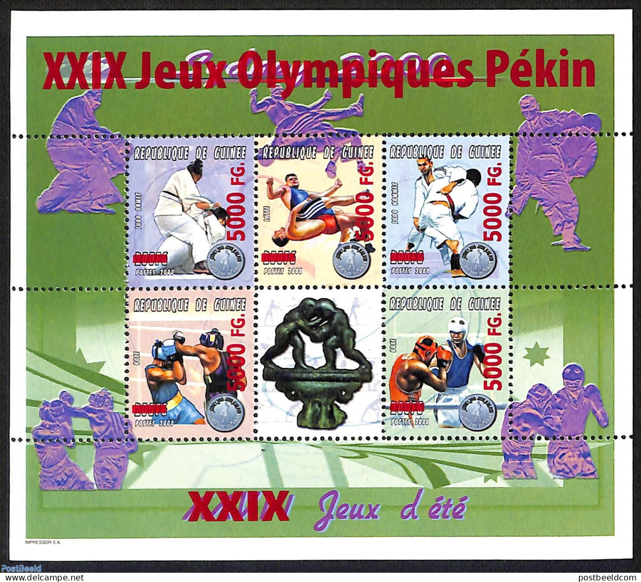 Guinea, Republic 2008 Olympic Games, Overprint, Mint NH, Sport - Boxing - Judo - Olympic Games - Boxe