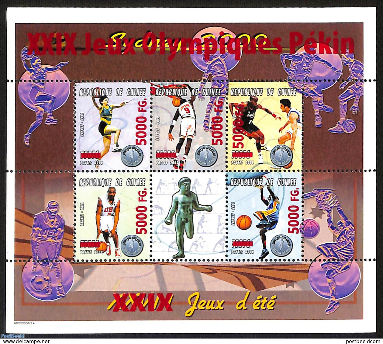 Guinea, Republic 2008 Olympic Games, Overprint, Mint NH, Sport - Basketball - Olympic Games - Pallacanestro