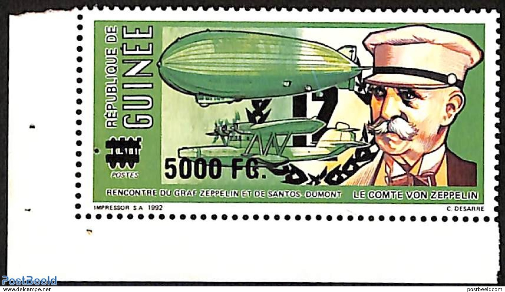 Guinea, Republic 2008 Zeppelin, Overprint, Mint NH, Transport - Zeppelins - Zeppeline