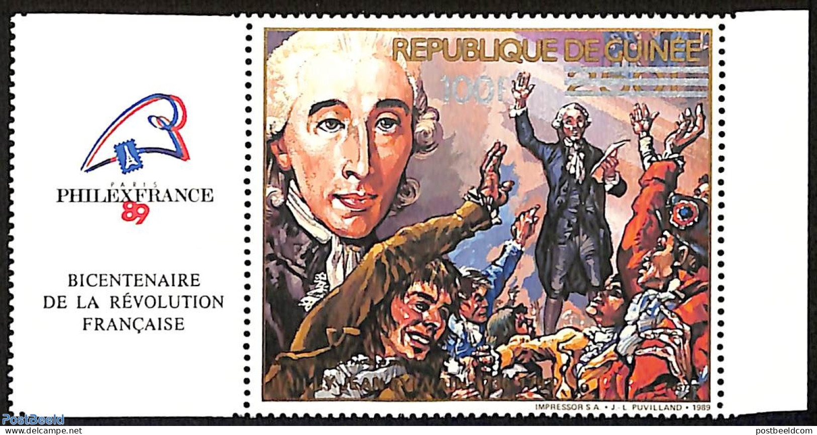 Guinea, Republic 2008 100 Years Of French Revolution, Tennis, Overprint, Mint NH, History - Sport - Militarism - Tennis - Militaria