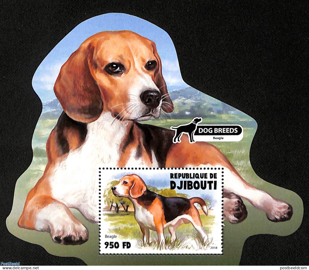 Djibouti 2018 Beagle, Dog, Mint NH, Nature - Dogs - Gibuti (1977-...)