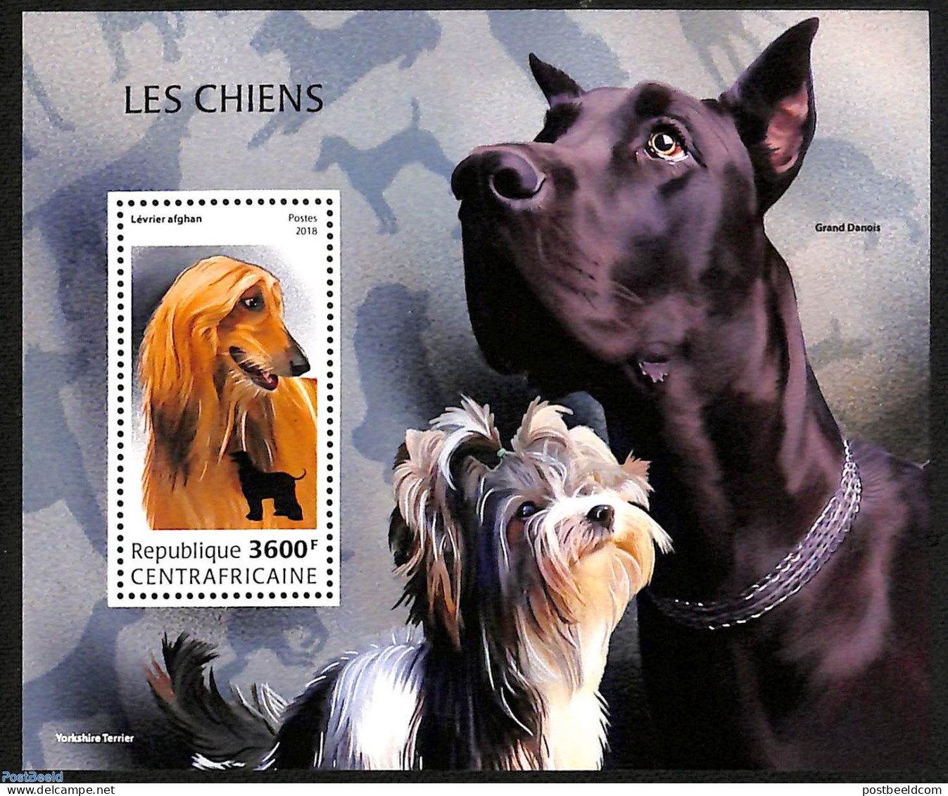 Central Africa 2018 Dogs S/s, Mint NH, Nature - Dogs - Repubblica Centroafricana