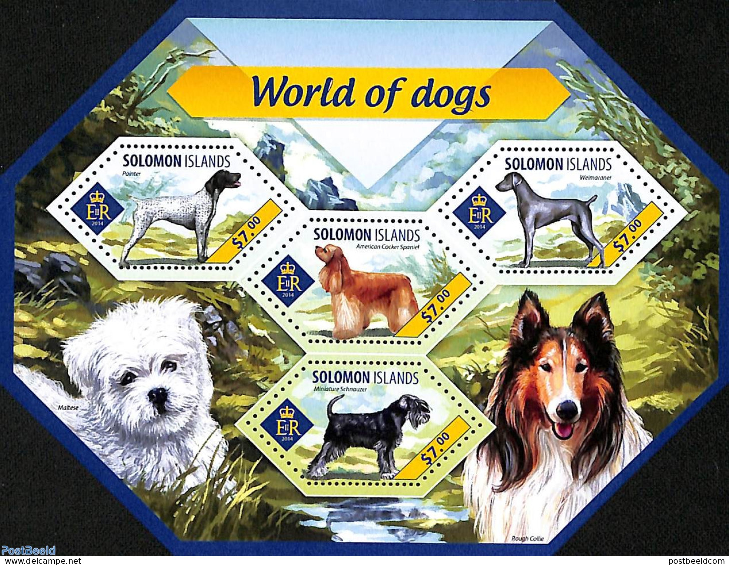 Solomon Islands 2014 Dogs, Mint NH, Nature - Dogs - Salomon (Iles 1978-...)