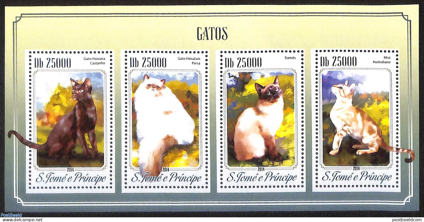 Sao Tome/Principe 2014 Cats, Mint NH, Nature - Cats - Sao Tome Et Principe