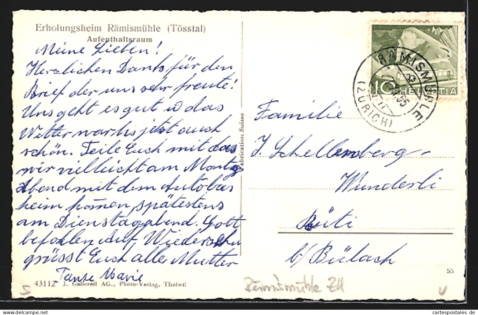 AK Rämismühle (Tösstal), Aufenthaltsraum Im Erholungsheim  - Other & Unclassified