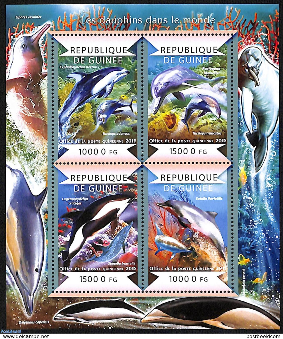 Guinea, Republic 2015 Dolphins, Mint NH, Nature - Fish - Peces