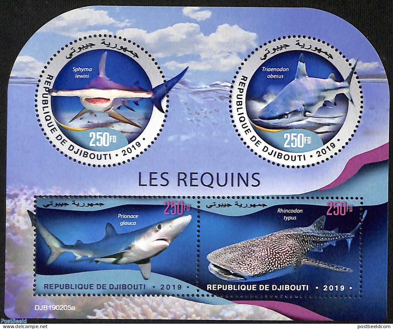 Djibouti 2019 Sharks, Mint NH, Nature - Sea Mammals - Gibuti (1977-...)