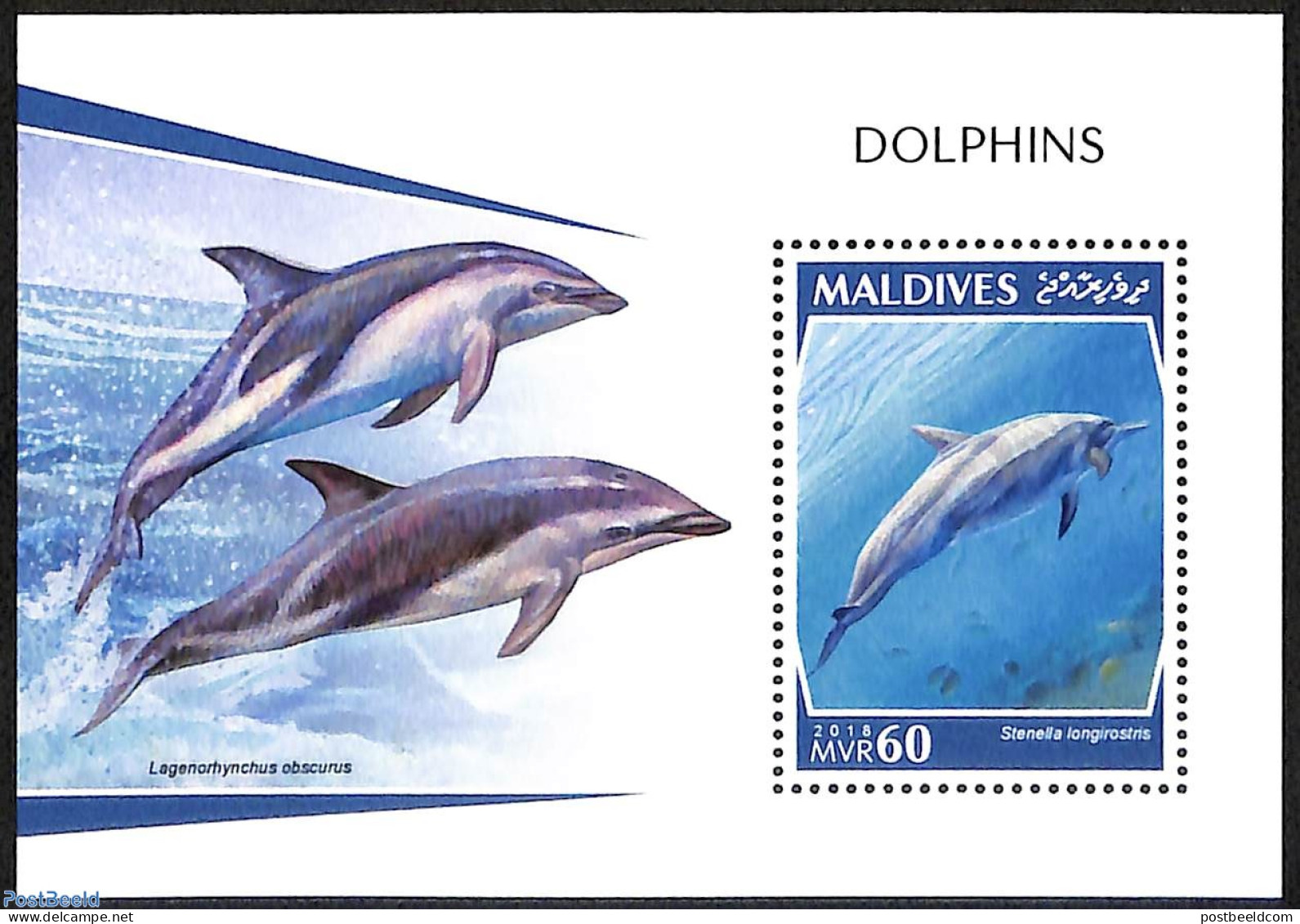 Maldives 2018 Dolphins, Mint NH, Nature - Sea Mammals - Maldiven (1965-...)