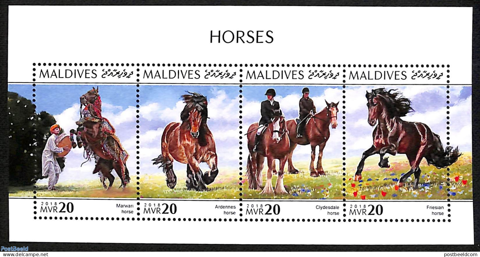 Maldives 2018 Horses, Mint NH, Nature - Horses - Maldiven (1965-...)