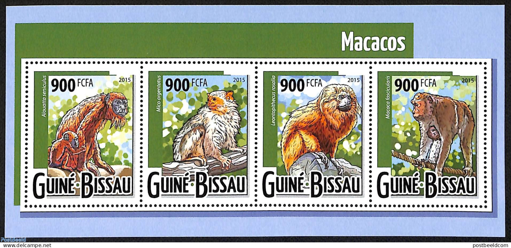 Guinea Bissau 2015 Monkeys, Mint NH, Nature - Monkeys - Guinée-Bissau