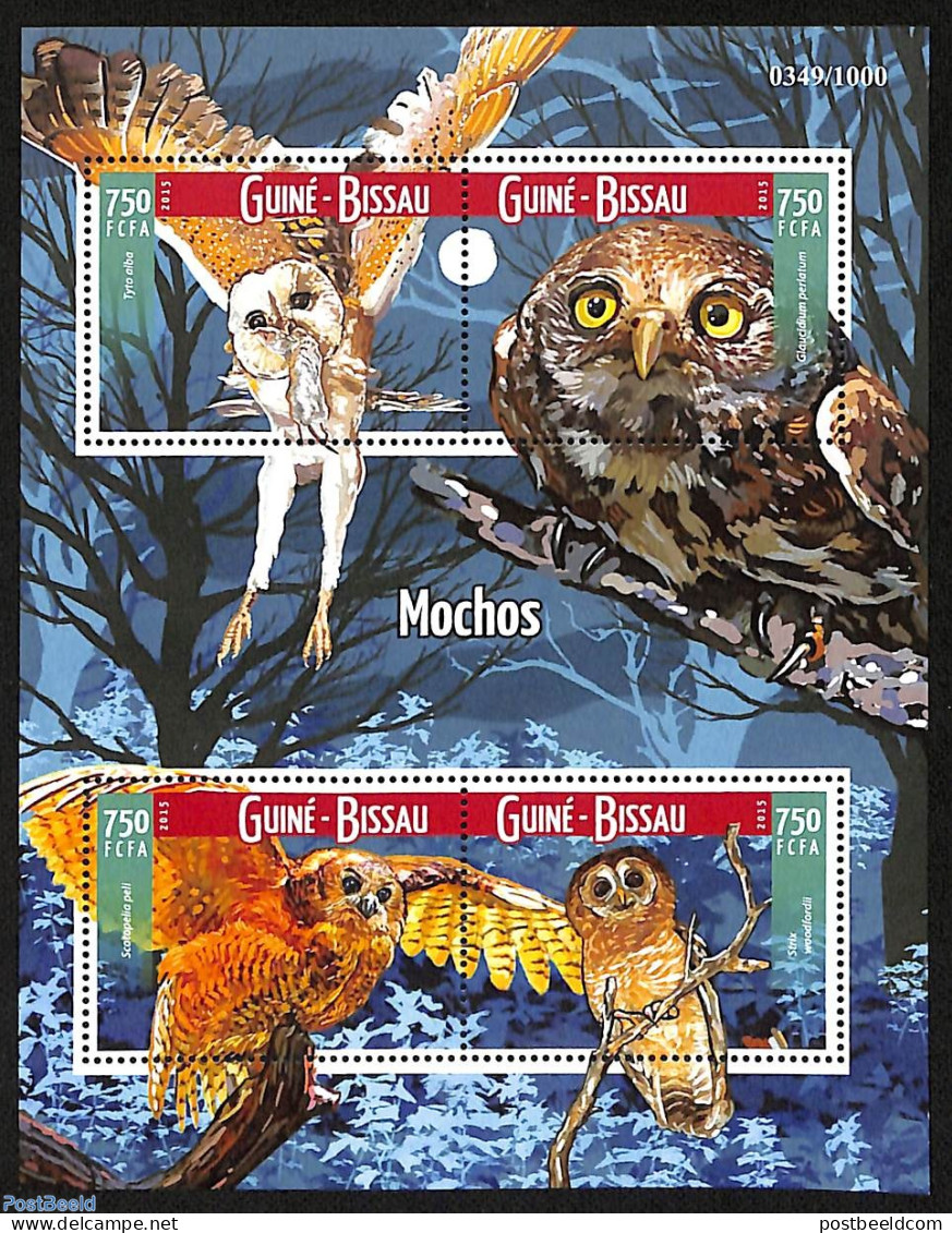 Guinea Bissau 2015 Owls, Mint NH, Nature - Birds - Birds Of Prey - Owls - Guinea-Bissau