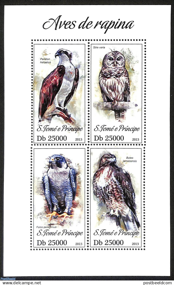 Sao Tome/Principe 2013 Birds Of Prey, Mint NH, Nature - Birds - Birds Of Prey - Owls - São Tomé Und Príncipe