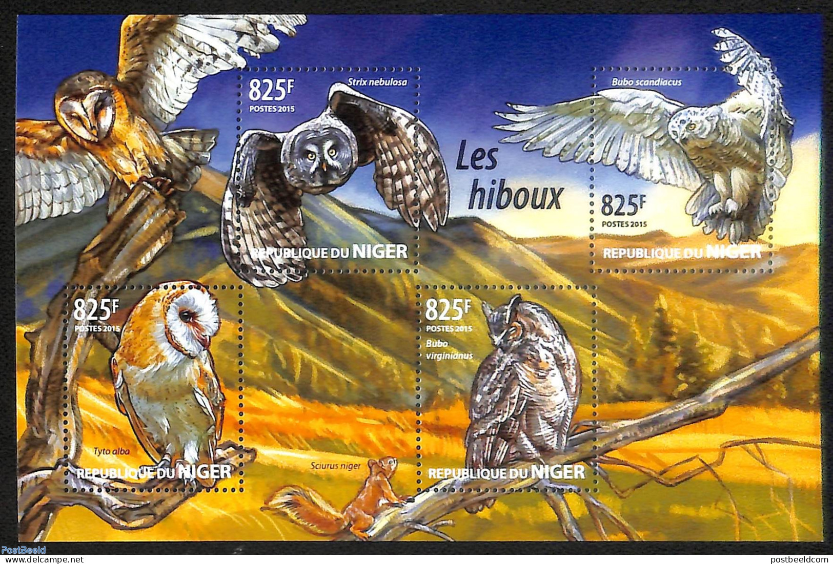 Niger 2015 Owls, Mint NH, Nature - Birds - Birds Of Prey - Owls - Niger (1960-...)