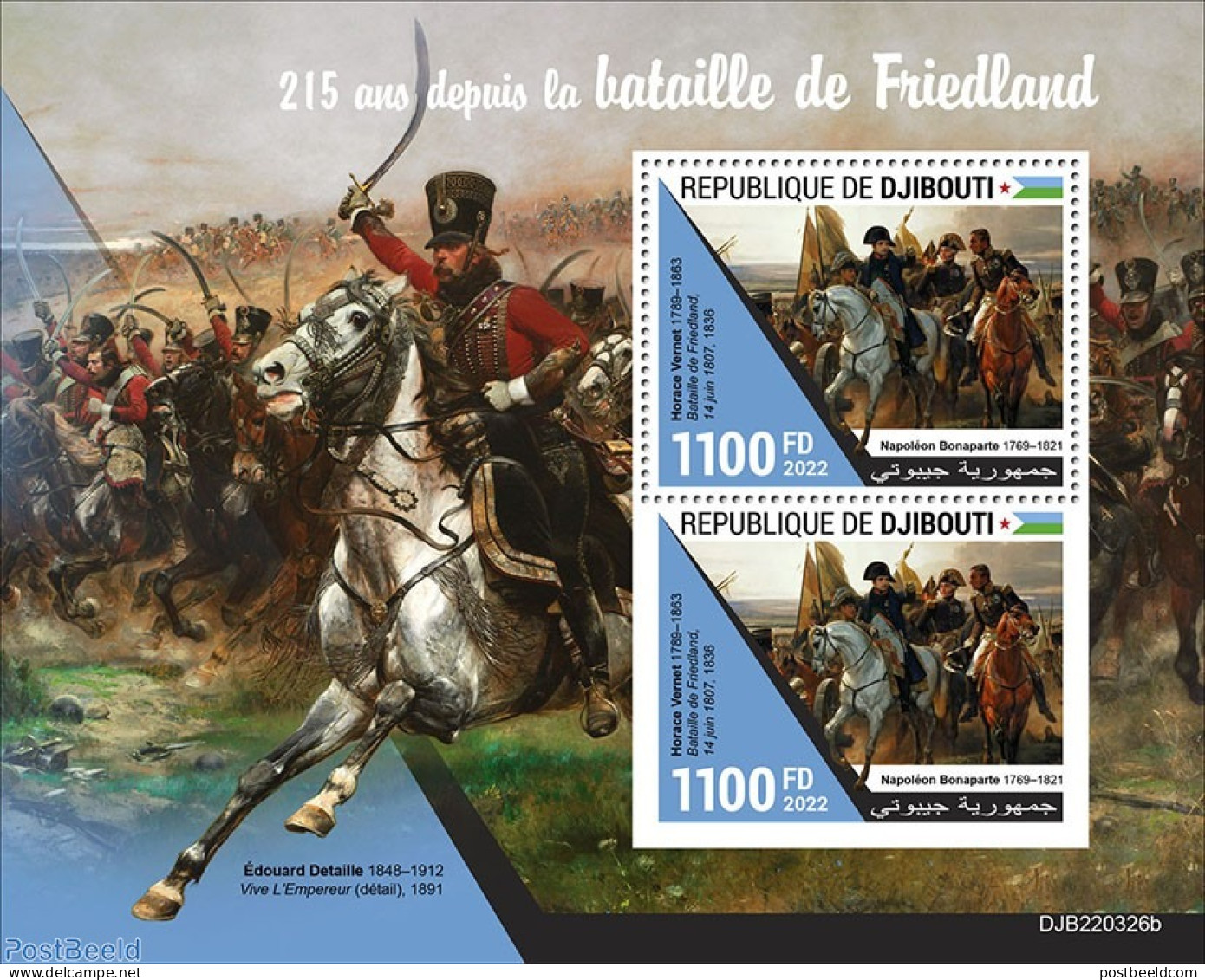 Djibouti 2022 215 Years Since The Battle Of Friedland, Mint NH, History - Nature - Various - Militarism - Napoleon - H.. - Militaria