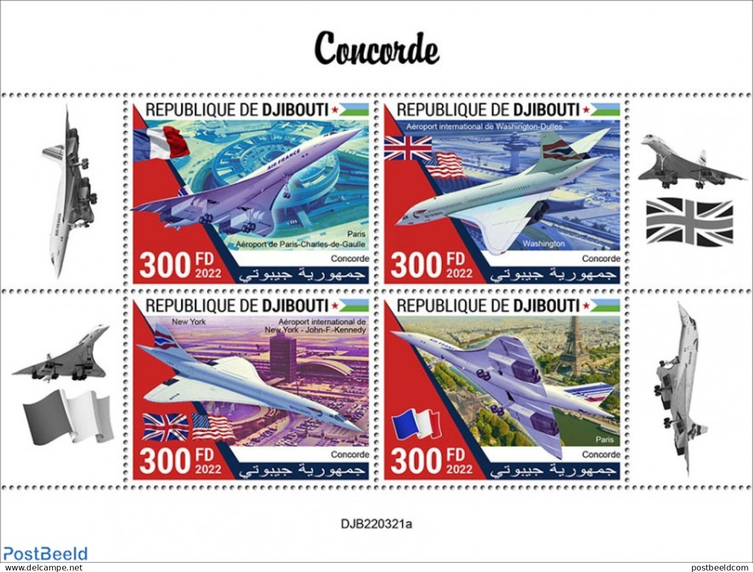 Djibouti 2022 Concorde, Mint NH, Transport - Concorde - Aircraft & Aviation - Concorde